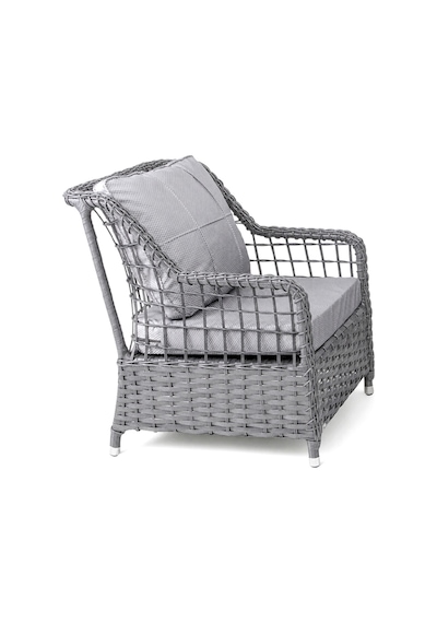 Niron Leo 3'lü Rattan Bahçe Oturma Grubu - Gri Temperli Cam Set 3+1+1+2 Puf