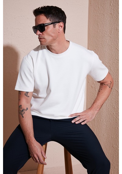 Buratti Pamuklu Regular Fit Bisiklet Yaka Basic Erkek T Shirt 5902772 Ekru