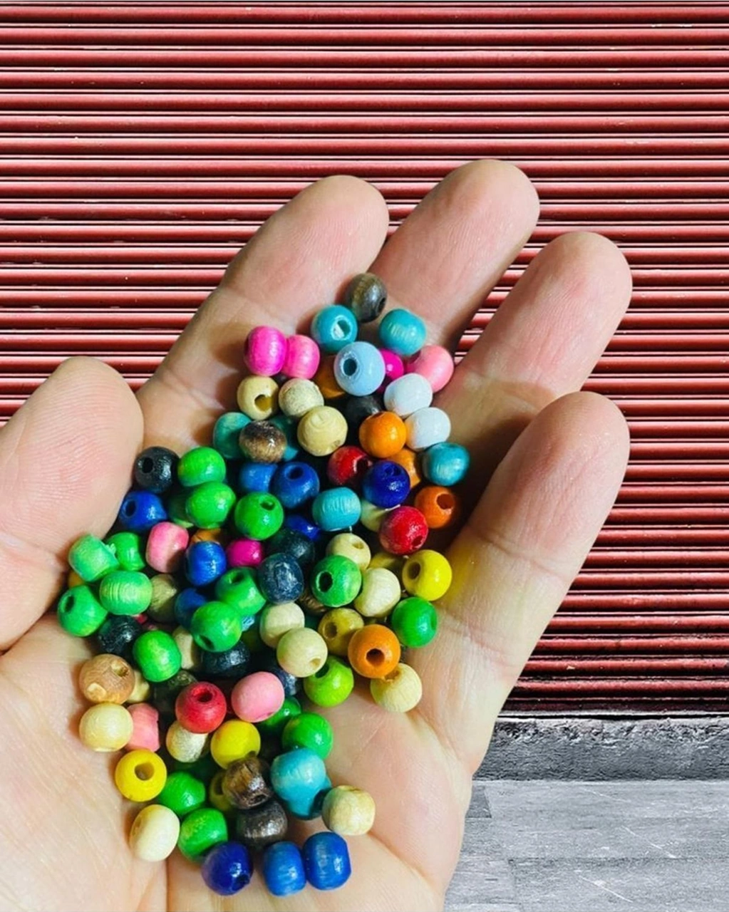 8 Mm Karışık Renkli Ahşap Boncuk 40 Gr