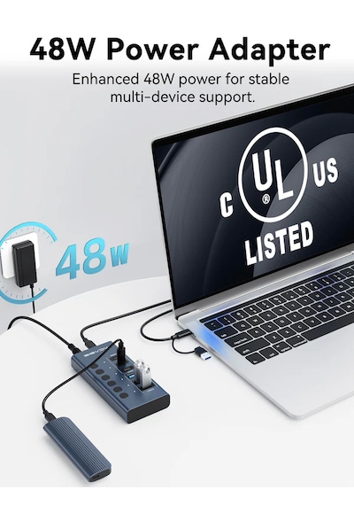 Acasis Hb06 Pro 6 Port 10gbps Usb 3.2 Hub Type-c/type-a 48w Adaptörlü Alüminyum Kasa Acasis Hb06 Pro 6 Port 10gbps Usb 3.2 Hub Type-c/type-a 48w Adaptörlü Alüminyum Kasa