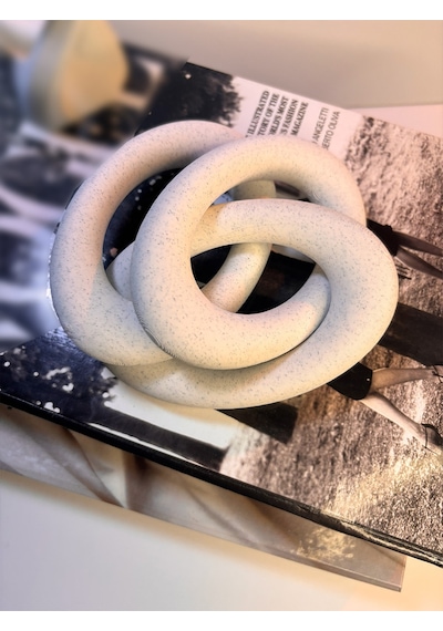 Modern Beyaz Zincir Dekoratif Obje Şık Masa Üstü & Kitaplık Süs Eşyası 12 Cm X 3 Zincir Bloğu