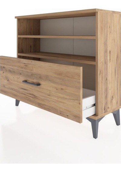 Arges Şifonyer 2 Raflı Tek Çekmeceli 88x30x80 Çam-çam Çam