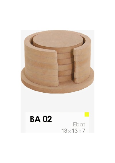 Yuvarlak Ahşap Bardak Altlığı Seti Kutulu Boyanabilir Mdf Coaster Set 6 Lı Bardak Altlığı 13x13x7 Cm Diğer