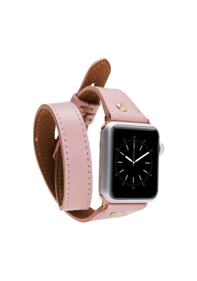 Alpıne Double Tour Blush Pink Hakiki Deri Apple Uyumlu Watch Kordonu - 44/45/46/49mm
