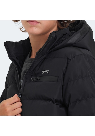 Slazenger CAPTAIN Çocuk Kapüşonlu Şişme Siyah Mont & Kaban