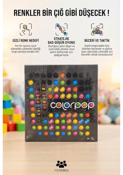 Color Pop Renkli Boncuklar - Stratejik Ve Eğlenceli Gizli Hedefli Pul Patlatmaca Aile Kutu Oyunu