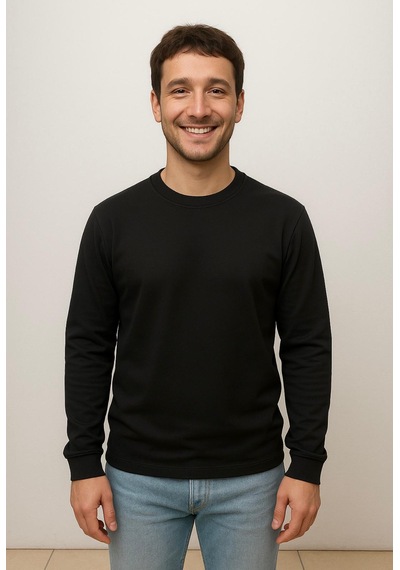 Axxel Erkek Siyah Sweatshirt-w1083 Siyah 2 İplik Şardonsuz
