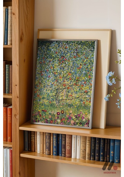 Gustav Klimt Çiçek Bahçesi, Siyah Çerçeveli Duvar Tablosu - Sanatsever Hediyesi