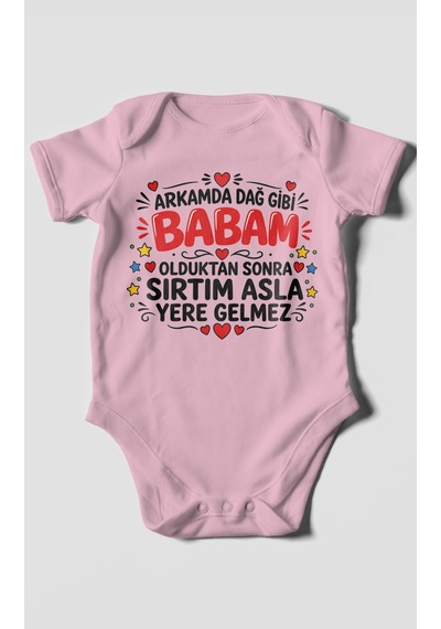Morivokids Babaya Özel Kısa Kollu Bebek Body %100 Pamuk Zbn286-kk Koyu Pembe