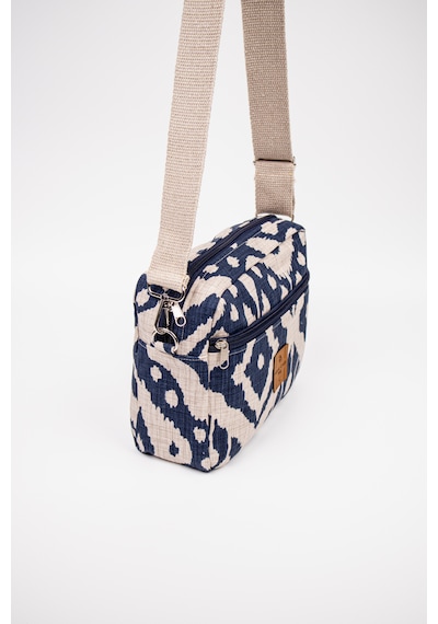 Fabric Craft Bag Çapraz Askılı Kadın Omuz Çantası Fermuarlı Günlük Kullanım Lacivert - Beyaz