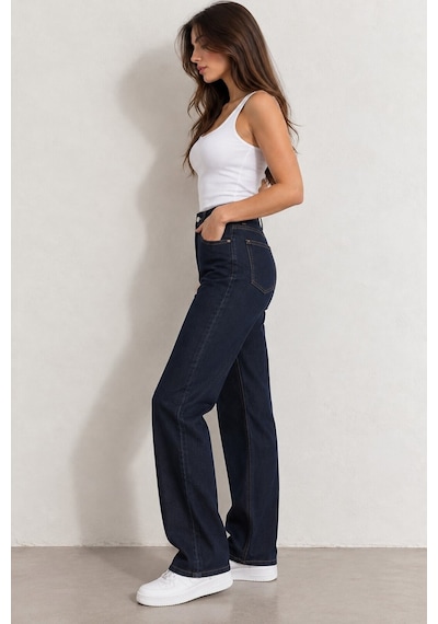 Zdnjeans Kadın Yüksek Bel Koyu Lacivert Palazzo Jean Pantolon