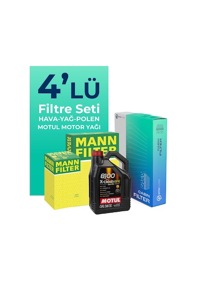 Mann Audi A1 1.6 Dizel Filtre Bakım Seti Motul Motor Yağlı (2014-2018) 4 Lü