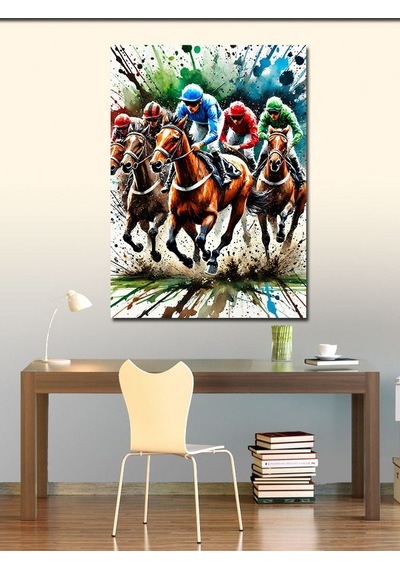 Kanvas Tablo At Yarışı Heyecanı 70cmx100cm