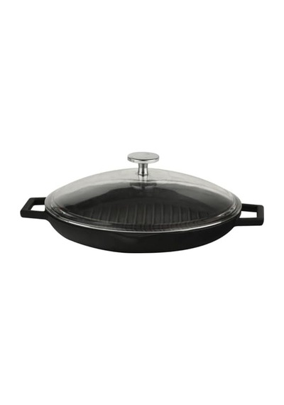 Yuvarlak Izgara Tava Çap 30 Cm Cam Kapak Çok Renkli