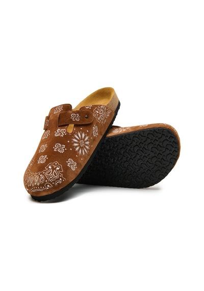 Comfortfusse Folk Capri - Erkek Ortopedik Deri Sabo Terlik Taba Süet Deri