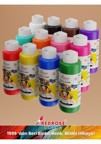 Red Rose Tüm Renkler Parmak Boyası 12'li Set 12 x 120 ML