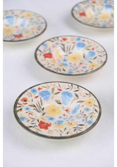 Tabak Evi Porselen Fiori Çay Tabağı Seti 12cm 6 Parça Bns6ctprs1217 Çok Renkli