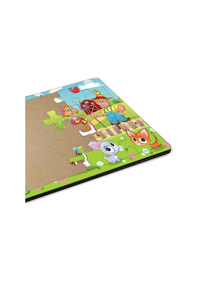 Çiftçi Ve Ailesi  3-9 Yaş Çocuklar Için 24 Parçalı Ahşap Puzzle Y
