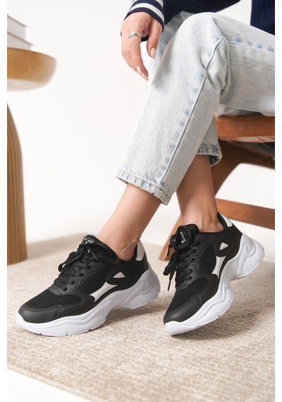 Daxtors Garantili D1152 Günlük Ortopedik Kadın Sneaker Spor Ayakkabı Siyah