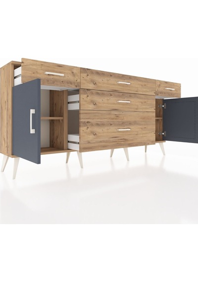 Arges Konsol 2 Raflı 5 Çekmeceli 2 Kapaklı 176x30x83 Çam-antrasit/çam Antrasit/çam Arges Konsol 2 Raflı 5 Çekmeceli 2 Kapaklı 176x30x83 Çam-antrasit/çam Antrasit/çam