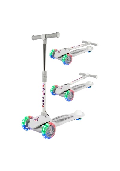Gtpro Çocuk Scooter Katlanabilir 3+yaş 3tekerli Led Işıklı 50kğ Kapasite Gri