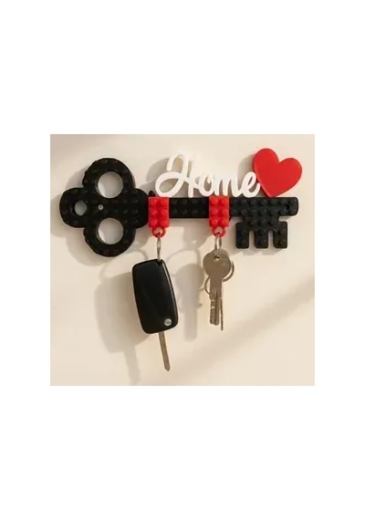 Home Yazılı Kalpli Anahtarlık Şeklinde Anahtarlık Lego Tarzı 3 Cep Anahtarligi Dahil Siyah Siyah