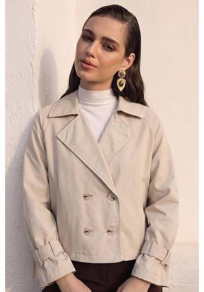 Olcay Kruvaze Oversize Ceket Taş 8278
