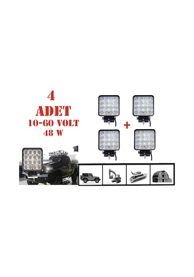 16 Ledli 4 Adet Off Road Geri Vites Folklift Tekne Aydınlatma Led