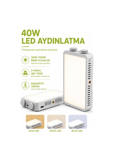 Levong,le-042 40w Profesyonel Led Çekim Işığı 3 Işık Tonu Kompakt Güçlü Aydınlatma, Tripod Ve Kamera Uyumlu
