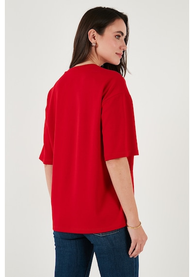 Lela Streç Oversize Fit Bisiklet Yaka Bayan T Shirt 5865911 Kırmızı Lela Streç Oversize Fit Bisiklet Yaka Bayan T Shirt 5865911 Kırmızı