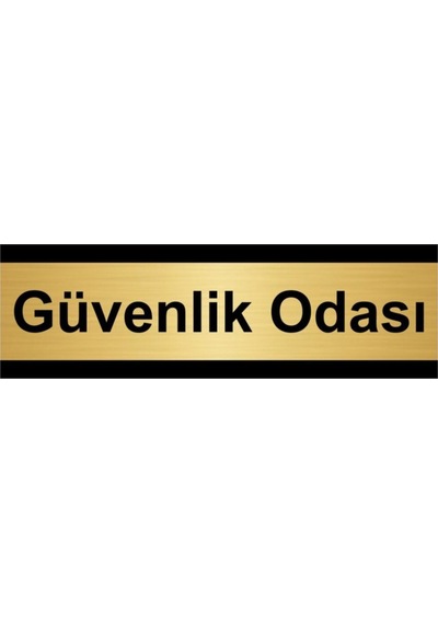 Güvenlik Odası 10x20cm Altın Renk Metal Yönlendirme Levhası