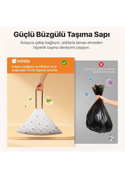 Çöp Torbası - Akıllı Kedi Tuvaletleri İle Uyumlu Kokulu & Büzgülü Çöp Torbası - Ubpet C10 Pro Ve Ubpet C20 Uyumlu - 4 Litre Hazne - 50 Adet