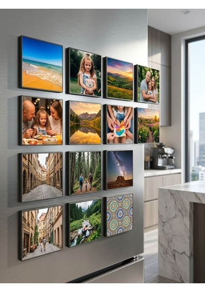12 Fotoğraflı Kişiye Özel Premium Kare Magnet Seti 5x5 Cm