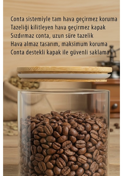 Bambu Kapaklı Dikdörtgen 6 Lı 1500 Ml Hava Geçirmez Gıda Saklama Kabı Seti Şeffaf