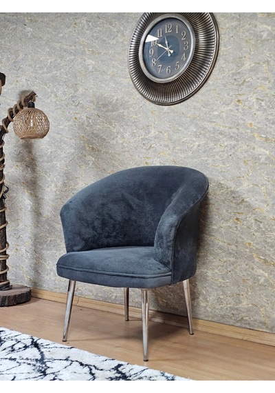 Zafir Tekli Teddy Krom Kaplama Sivriltme Ayak Çay Seti Koltuk Tekli Berjer , Balkon, Salon, Ofis Füme