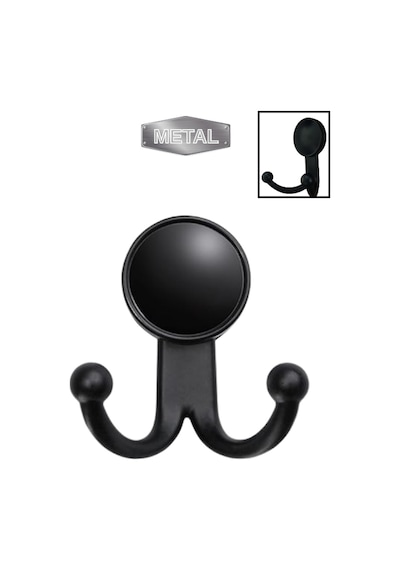 Metal Boncuk Askı Siyah Duvar Tipi Tekli Siyah