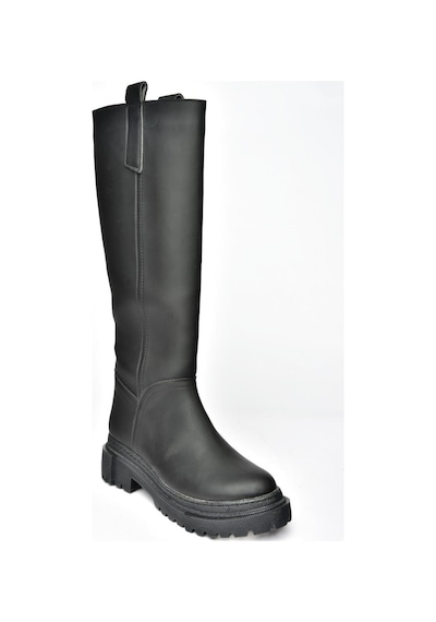 Fox Shoes V973222209 Siyah Kalın Tabanlı Kadın Binici Çizmesi Siyah