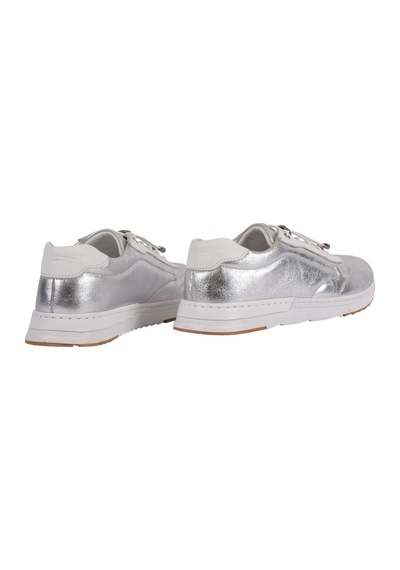 Napa Shoes Hakiki Deri Hızlı Bağcıklı Ortopedik Taban Spor Ayakkabı Napa-383 Gümüş