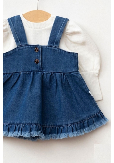 Cantoy Kız Bebek Püsküllü Kot Jile Elbise Balon Bluz Lüks Jean Takım Koyu Mavi Cantoy Kız Bebek Püsküllü Kot Jile Elbise Balon Bluz Lüks Jean Takım Koyu Mavi