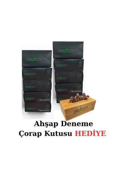 Sistem 10 Tane Deneme Çorabı Ahşap Deneme Kutusu Hediye.-renksiz Ten Rengi