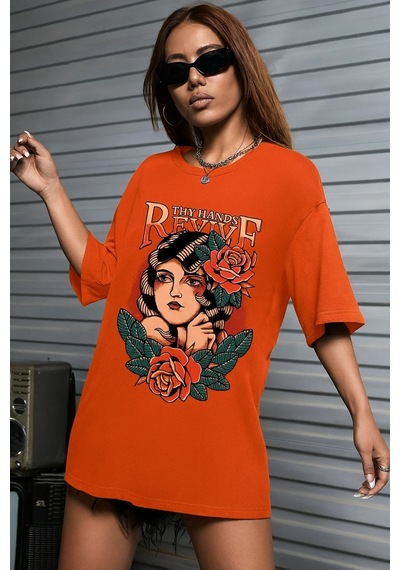 Sepette 6 Ve Üzeri Alımlarda 1 Tişört Hediyedir - Unisex Mane Baskılı Tshirt Turuncu