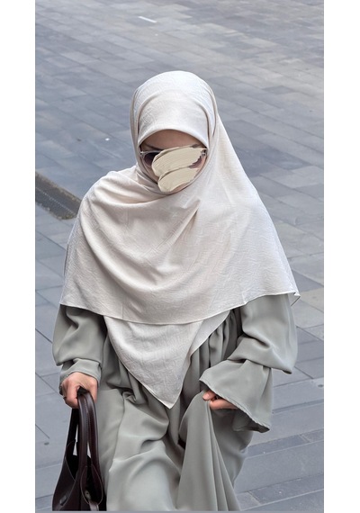 Qalortex Scarf Premium Jakarlı Sare Büyük Boy Eşarp -krem