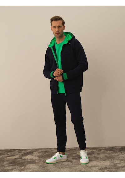 Xint Lacivert Regular Fit Kapüşonlu Pamuklu Sweat Mont 350174