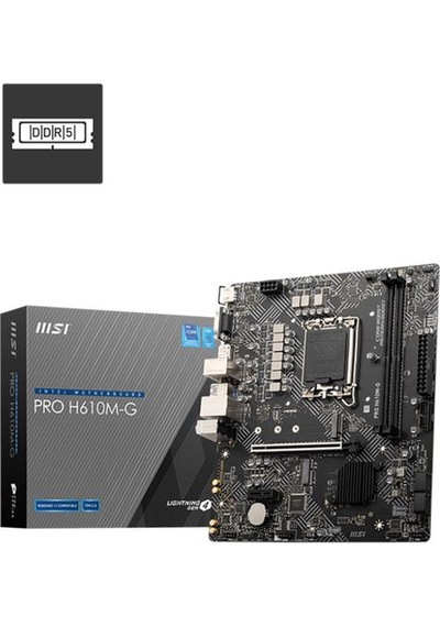 Msı Pro H610m-g Ddr5 5600mhz 1xvga 1xhdmı 1xdp 1xm.2 Usb 3.2 Matx 1700p 12. / 13. Ve 14. Nesil İşlemci Uyumlu 67482726
