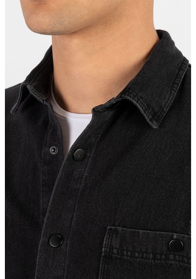 Tudors Relax Fıt Rahat Kalıp Uzun Kol Metal Düğme Çift Cep Eskitmeli Siyah Denim Erkek Gömlek-24646 Siyah Tudors Relax Fıt Rahat Kalıp Uzun Kol Metal Düğme Çift Cep Eskitmeli Siyah Denim Erkek Gömlek-24646 Siyah