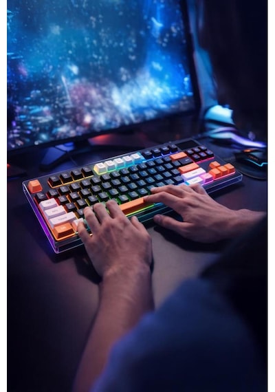 Çoklu Bağlantılı 2.4g +bt +kablolu Rgb Işıklı Q Klavye Tk15 Çoklu Bağlantılı 2.4g +bt +kablolu Rgb Işıklı Q Klavye Tk15