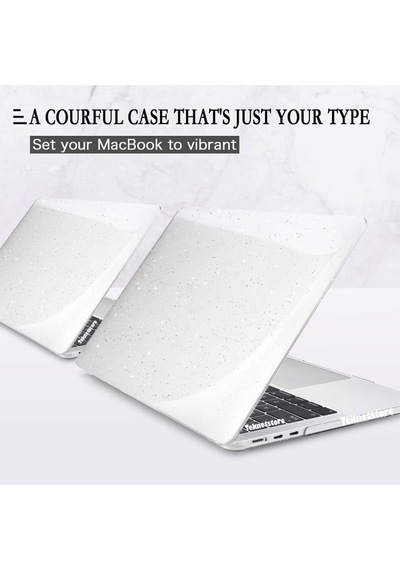 Apple Uyumlu MacBook Air 13.3 Inç M1 Çip A2337 A2179 A1932 Simli Şeffaf Siyah Koruyucu Kılıf Crystal Star Şeffaf