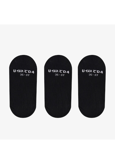Unıted4 Unisex Siyah 3'lü Babet Çorap U3ss20000