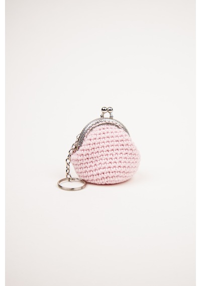 Fabric Craft Bag Mini Bozuk Para Cüzdanı Anahtarlık Klipsli Açık Pembe