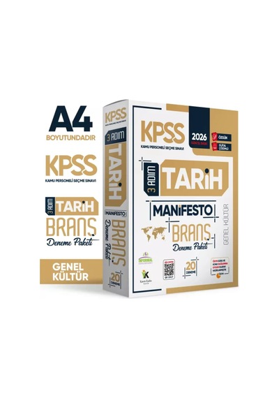 2026 KPSS Önlisans-Ortaöğretim  3 Adım Tarih Manifesto 20li Dijital Çözümlü Branş Deneme Paketi